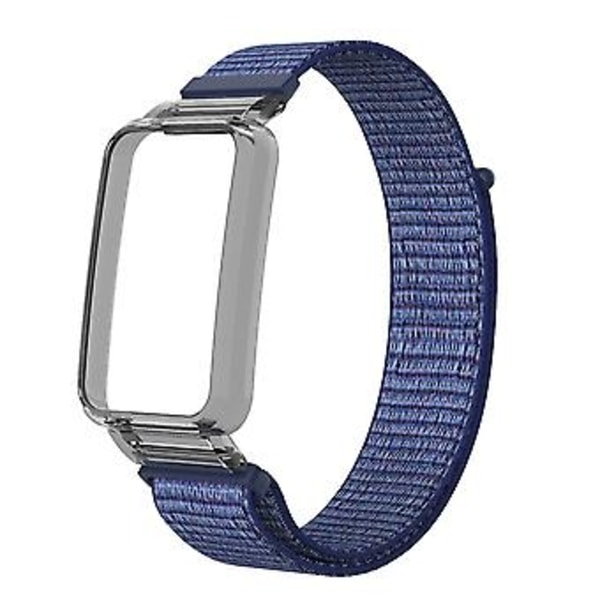 PC-fodral + Nylon Loop-rem för Xiaomi Mi Band 7 Pro (Midnattsblå)