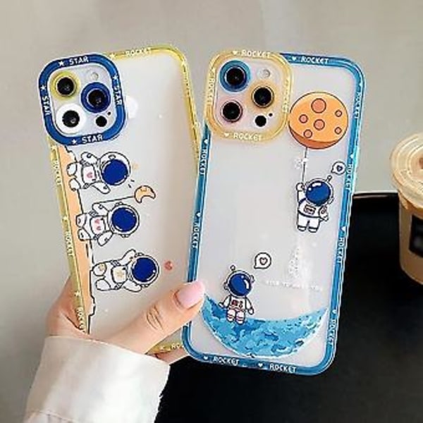 Kompatibel med iPhone 13 Pro  Klar Case Kvinder Piger Sød Astronaut Case Kamera Linse Beskyttelse Blød Silikon Stødsikker Case til iPhone 13 Pro   6.1