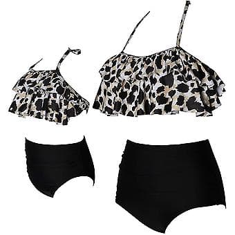 Tyttöjen uimapuku kaksi osaa bikinit setti Rypytetty Falbala uimapuvut uimapuvut-e( M2023-leopard)