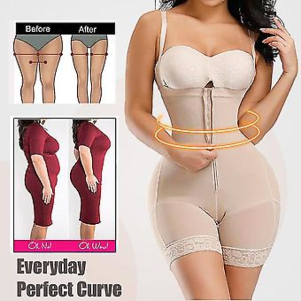 Kvinnors Slankande Kroppsshaper Sömlös Butt Lifter Bodysuits Push Up Shapewear Underkläder Korsett (2XL Beige)