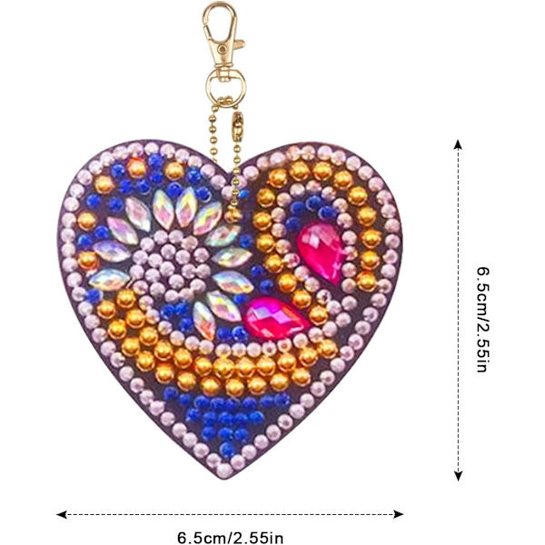 Diamantmalerisett, DIY nøkkelring Rhinestone-maleri, tosidig diamantmaleri nøkkelring, Comp