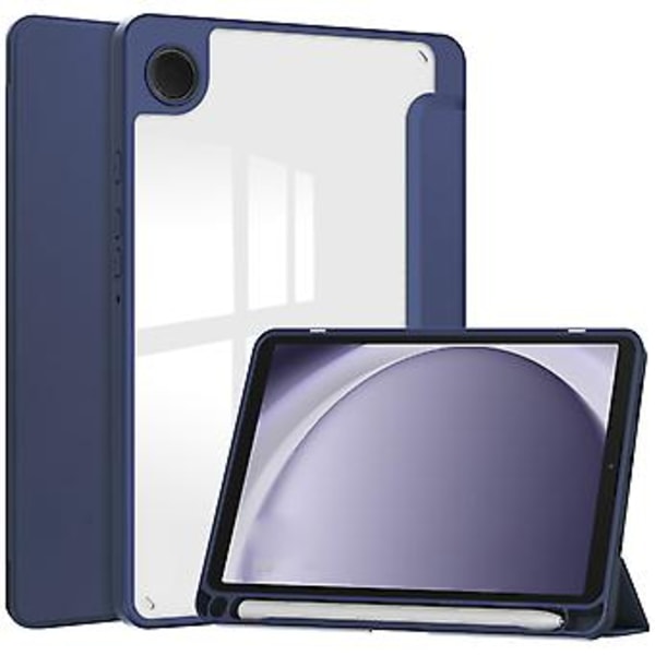Samsung Galaxy Tab A9:lle suunniteltu 3-osainen nahkakuori (Tummansininen)