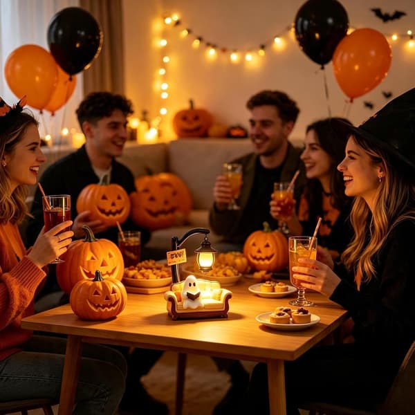 Spøkelsesbordlampe, Halloween dekorativ lampe med leselysdesign, laget av harpiks