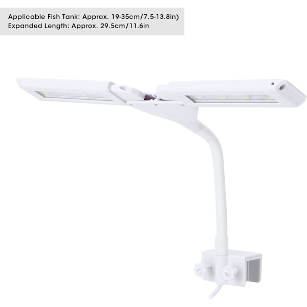 Hållbar och säker energibesparande LED-akvarielampa med klämma, justerbar LED-akvarielampa, vit