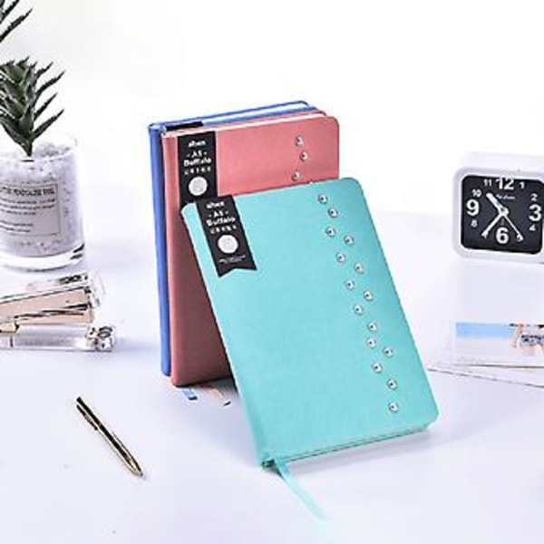 Business Notebook A5 Lær Notisblokk Personlig Journal Planner for Journalføring (Rosa)