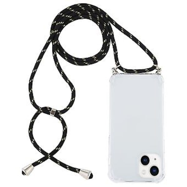 TPU-etui med snor til iPhone 15 Plus (Sort Guld)