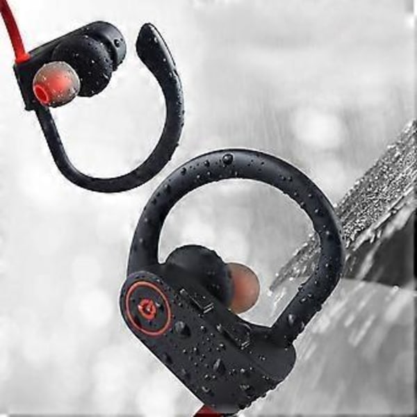 U8 Bluetooth-kompatible øretelefon med multipunktforbindelse, vandtæt, indbygget mikrofon, touch-kontrol, sportsøretelefon til sport (rød)