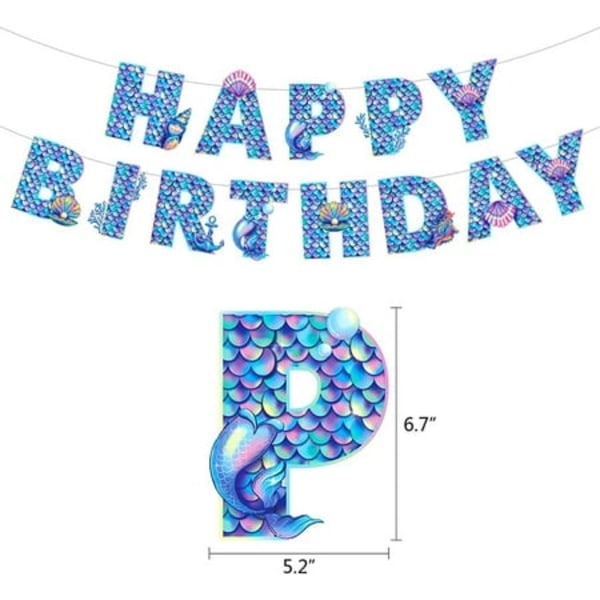 Hagefestpyntsett for havfrue-bursdag, Happy Birthday-banner