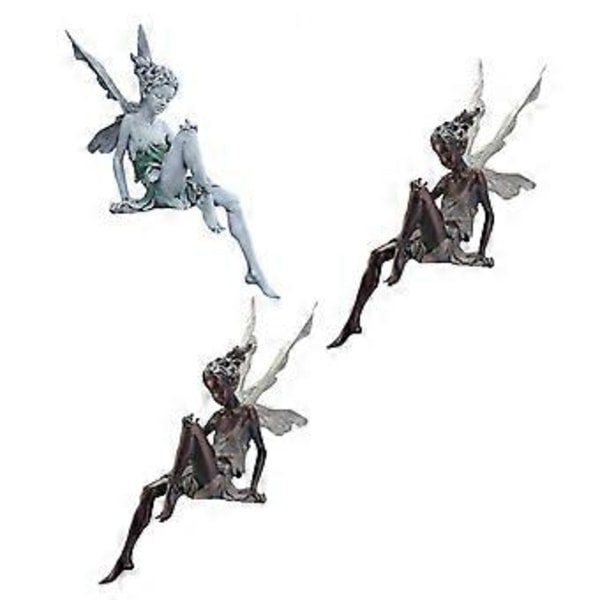 3x Sjarmerende Hagefe Figur Dekorasjon Fontene Statue Ornament