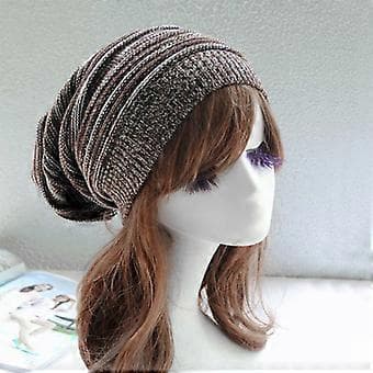 Stickade Ullhattar för Kvinnor och Män, Vinter, Lös, Stor, Slouch Beanie (Kaffe)