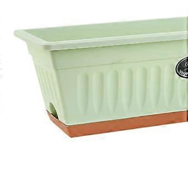 Kukka-ikkunalaatikko vihanneslaatikko suorakulmio 50x19x16cm ikkunalaudan istutuslaatikko viemäröintirei'illä pihalle, kuistille monikäyttöinen (vaaleanvihreä)