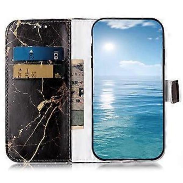 Til Samsung Galaxy S24 Etui Marmor Mønster Læder Telefonpung Stativ Cover (Style B)