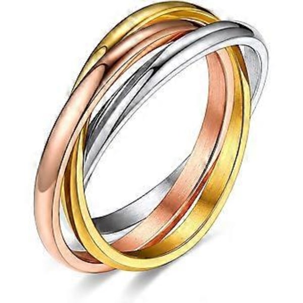 Sammenlåste båndringer for kvinner og jenter, stabelbare korsringer i rustfritt stål i sølv/gull/roségull/svart, minimalistisk løftering for kjærlighet/forlovelse/bryllup