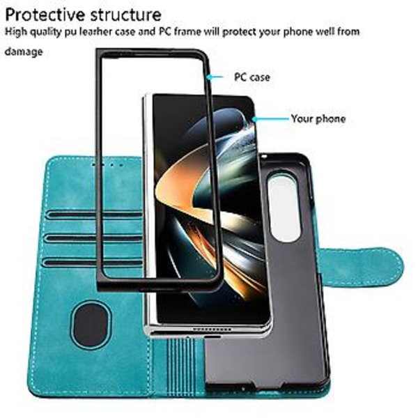Elefantpräglad PU-fodral för Samsung Galaxy Z Fold5 5G (Ljusblå)