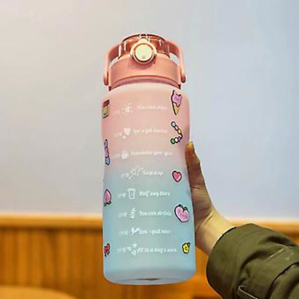 Gradient Vandflaske BPA-fri 1,5/2L Drikkeflaske med Sugerør til Fitness (1500ml Gradient Pulver)