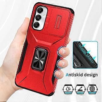 Fodral för Samsung Galaxy A05S Ringhållare Bilmagnet Stötsäker Linsskydd - Röd Red