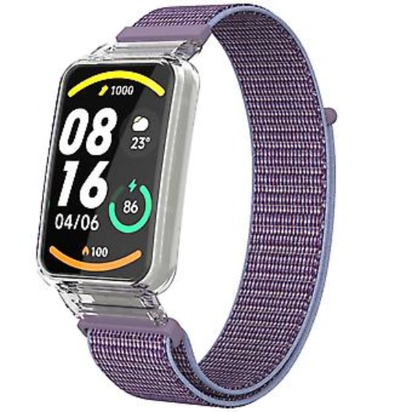 PC-fodral + Nylon Loop-rem för Xiaomi Mi Band 7 Pro (Lila)