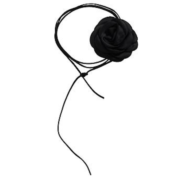 Choker Halsband Mode Romantisk Blomma Choker Kvinnor Dam Tjej Y2K Halsband (Svart)
