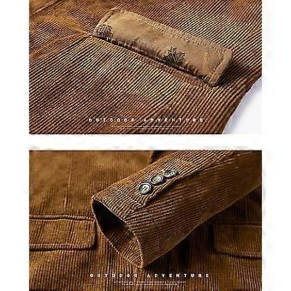 Miesten vakosamettitakki Miesten Vintage Rento Työvaatteet Vakosamettipuku Bleiseri Takki Urheilutakki (2XL Ruskea)