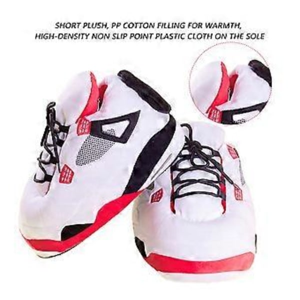 Sneakers-lignende Plys-Tøfler Kreativ Indpakning Fuzzy Varme Vinter Drag Sko til Afslappet Daglig Brug (A4 Sort)