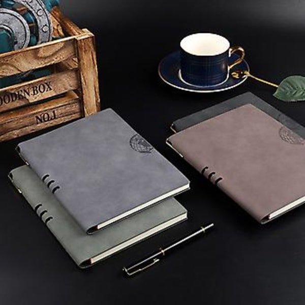 PU Læder A5 Notesbog Notesblok Dagbog Business Journal Planner Agenda Organizer (Mørkegrå)