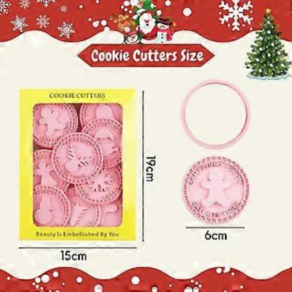 Julekakeformersett, 9 stk 3D Plastjulestempler, Linzer Juleformer, Kakeformer til Julefestforsyninger og Dekorasjoner