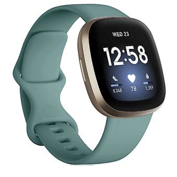 For Fitbit Versa 3 / Sense Silikon Armbånd Størrelse: L (Furu Nål Grønn)