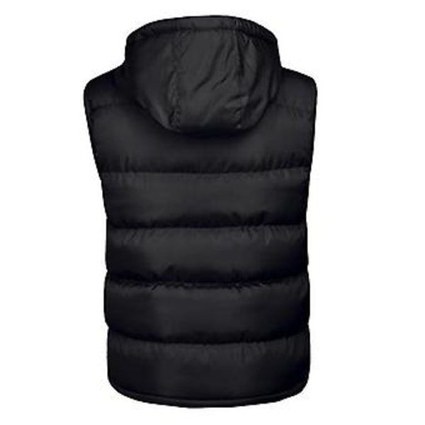 Herrar Padderad Slim Fit Ärmlös Jacka Avtagbar Huva Väst (L Svart)