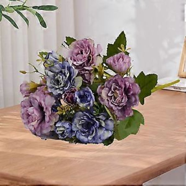 Enkeltgren Kunstig Blomst Flere Gafler Dekorativ Realistisk Falsk Rhododendron Bryllupsdekoration Scene Layout (Lilla)