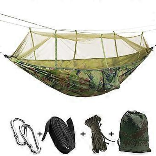 Kannettava riippumatto hyttysverkolla retkeilyyn ja matkustamiseen (Camouflage)