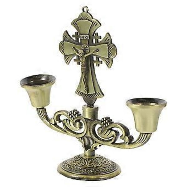 Ljusstake Dubbla Huvuden Zinklegering Ljusstaks Ornament Bordsdekoration