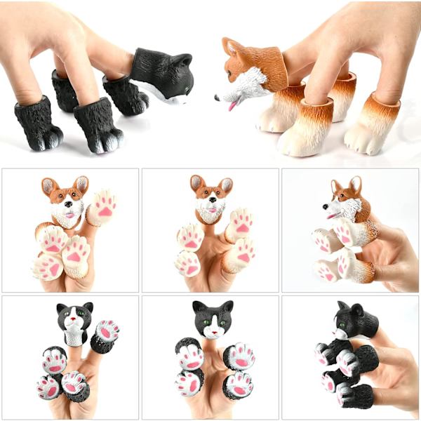 Barnens fingerdockor, fingerdocka, kattfingerdocka, hundfingerdocka, djurdockor, Litt