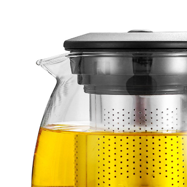 Glas tekande med si og aftagelig varmebestandig rustfrit stål filter, med infuser og ove