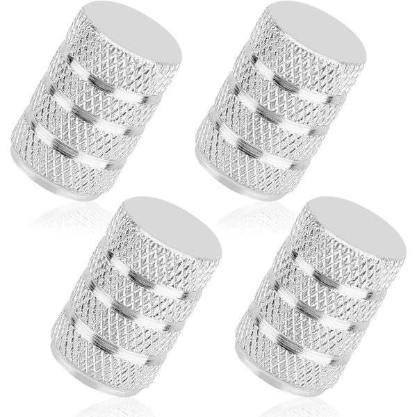 Sølvfarvede støvhætter til bildæk, 4 stk. aluminiumslegering, nemme