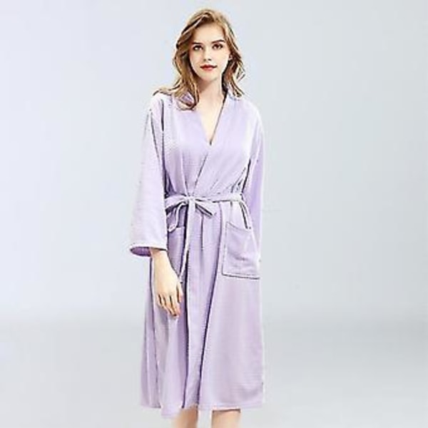 Män Kvinnor Waffle Badrock Klänning Sommar Loungewear Pyjamas Robes (XL Ljusrosa Kvinna)