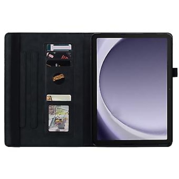 Præget Læderetui Til Samsung Galaxy Tab A9+ (Sort)