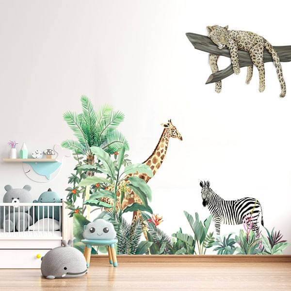 2 stk. Giraf Zebra Leopard Vægklistermærker