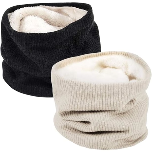 2ST Unisex vinterhalsduk Stickad Warm Snood Dam Halsduk Ga