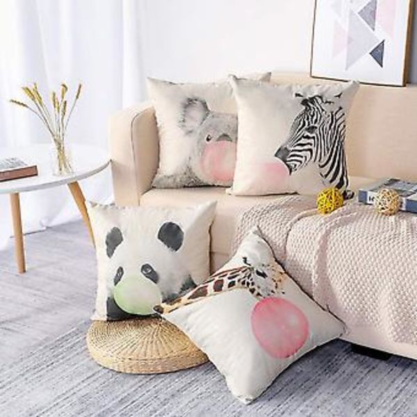 1 kpl tyynynpäällinen, polyesteri ja pellava koristetyynynpäällinen sohvalle autoon kotiin 45 x 45cm (peura), piirretty kupla tyynynpäällinen
