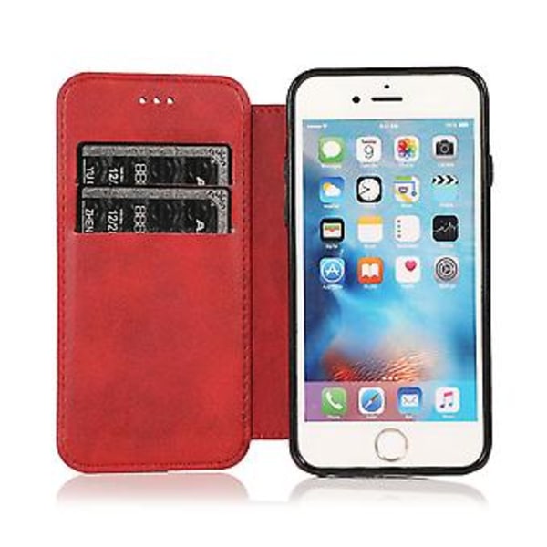 PU Læder Etui Folio Til Iphone 6p/6sp, Business Stil, Pengepung Funktion, Fald Beskyttelse, Stativ Funktion, Holdbar (Rød)