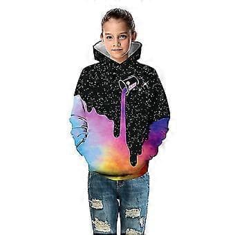 hmwy-gutt jente 3D galakse trykk hettegenser pullover sweatshirt genser topp (4-5 år)