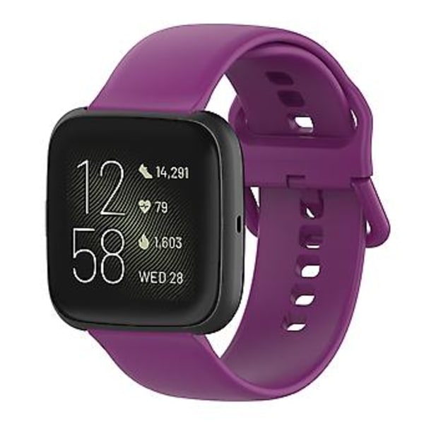 23mm Färgad Spänne Silikon Armband Klockband för Fitbit Versa 2 / Versa / Versa Lite / Blaze, Storlek: S (Lila)