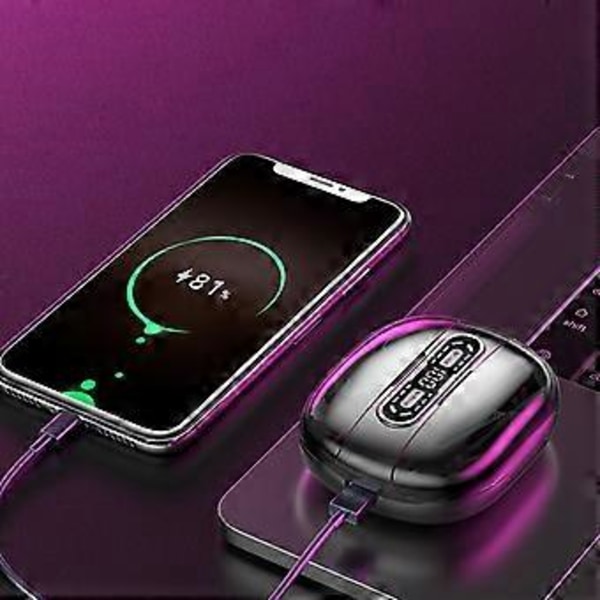 Bluetooth headset parmodell fire deler to par berørings digital skjerm trådløs sport vanntett (oransje farge)