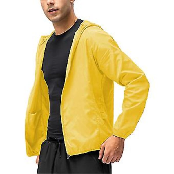 Mænd Letvægts Casual Jakke Combat Udendørs Vandreture Hættetrøje Frakke Overdele-r (XL Gul)