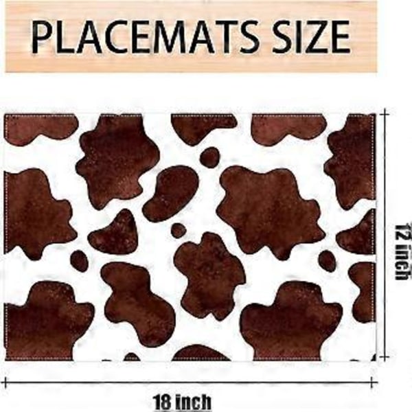 Pellavaiset lehmänkuvioisetTabletit, 4 kpl:n setti, maalaistalon tyyliset pöytätabletit ruokailuun