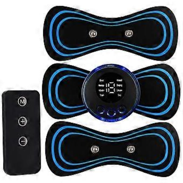 Helt ny - Mini Elektrisk Nacke Ryggmassage EMS Cervikal Massage Patch Lindring Smärta Portabel ((1 värd1fjärrkontroll 3 patchar)