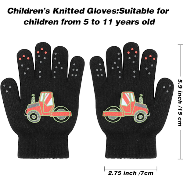 Vinterhansker for barn, 3 par full finger magiske hansker stretchy