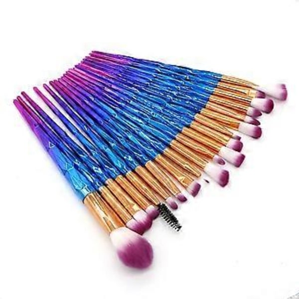 Pakke med 20 stk. Kosmetiske Øjenskygge Svampe Eyeliner Øjenbryn Læbe Næse Foundation Pudder Makeup Pensler Sæt (lilla) (blå)