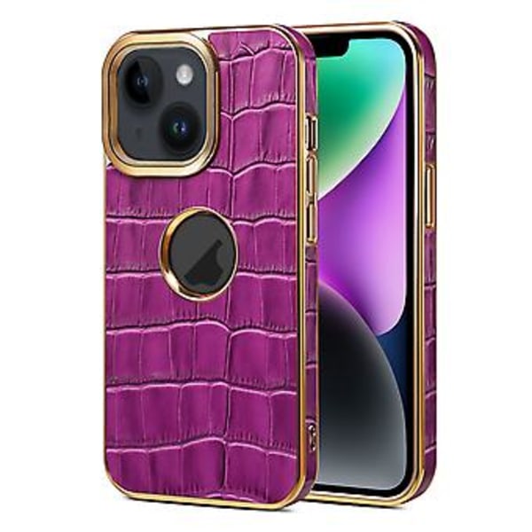 Denior Krokodille-Tekstur PU-Etui For iPhone 15 (Lilla)