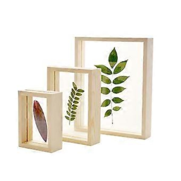 Kreativ dobbeltsidet glasprøve gennemsigtig træramme 11,4 x 16,4 cm (13,7 x 18,8 cm)